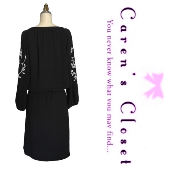 Nanette Lepore Black Embroidered Peasant Dress - Picture 4 of 8